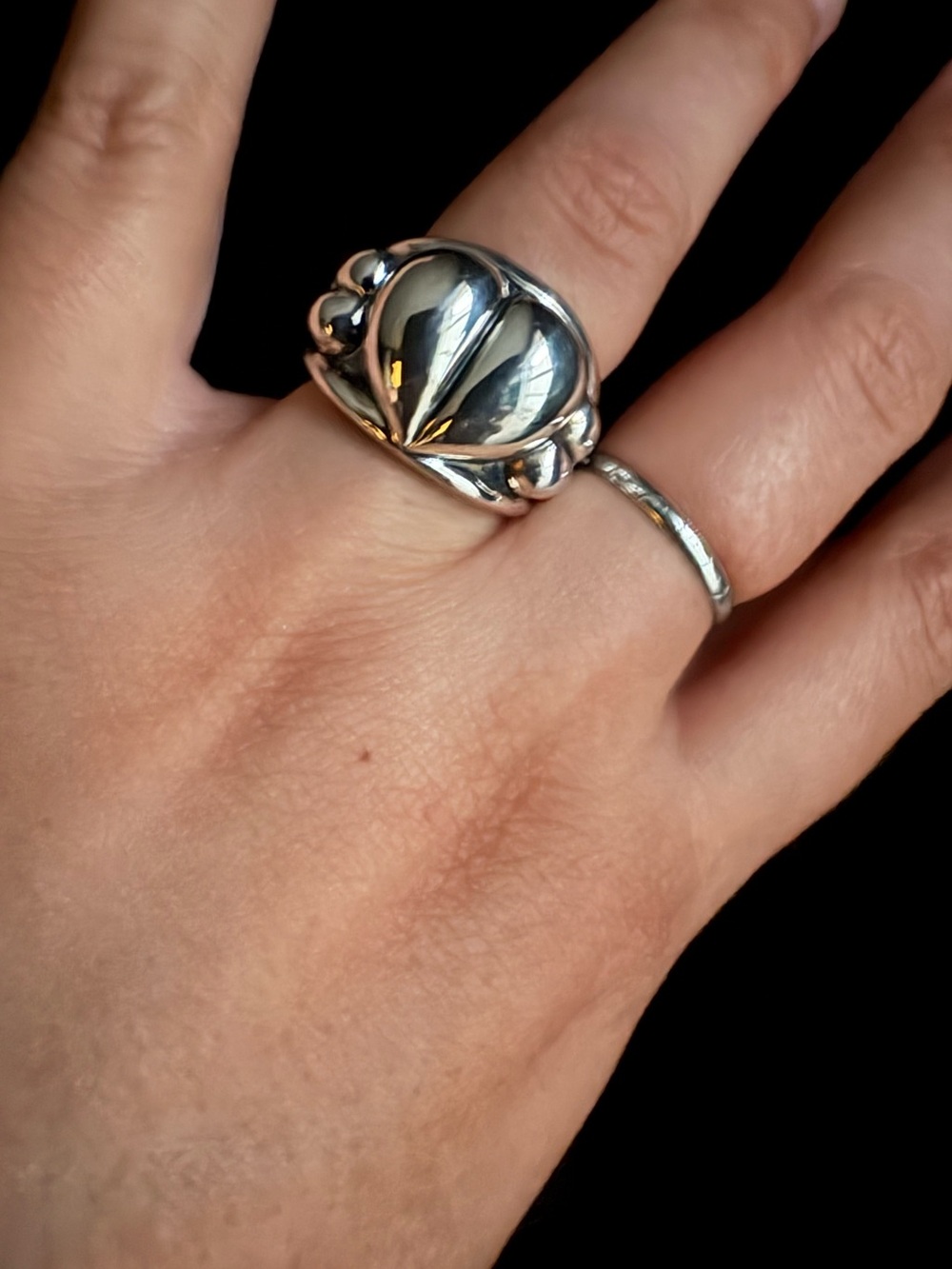 Barry Kieselstein Cord Sterling Silver Chrome polish Heart Ring
